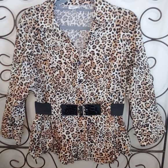 Harve Benard Leopard print belted XL top jacket - Picture 3 of 4